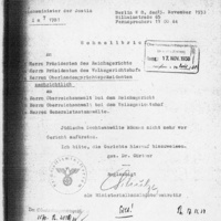 Foto des Schnellbriefes es Reichsminister der Justiz 1938 (zu Das Gericht in der NS-Zeit - 1933 bis 1945)